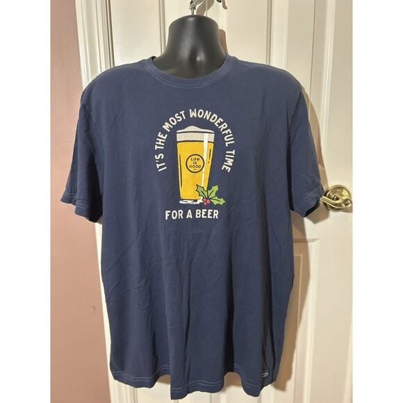 Life Is Good T Shirt Mens XL It’s The Most Wonderful Time For A Beer - Picture 1 of 7